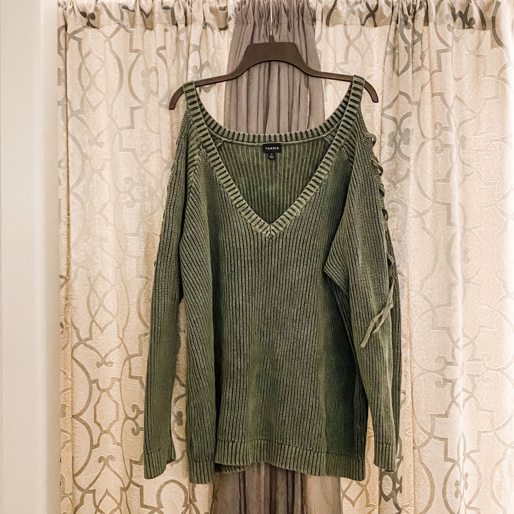 Lace up arm sweater